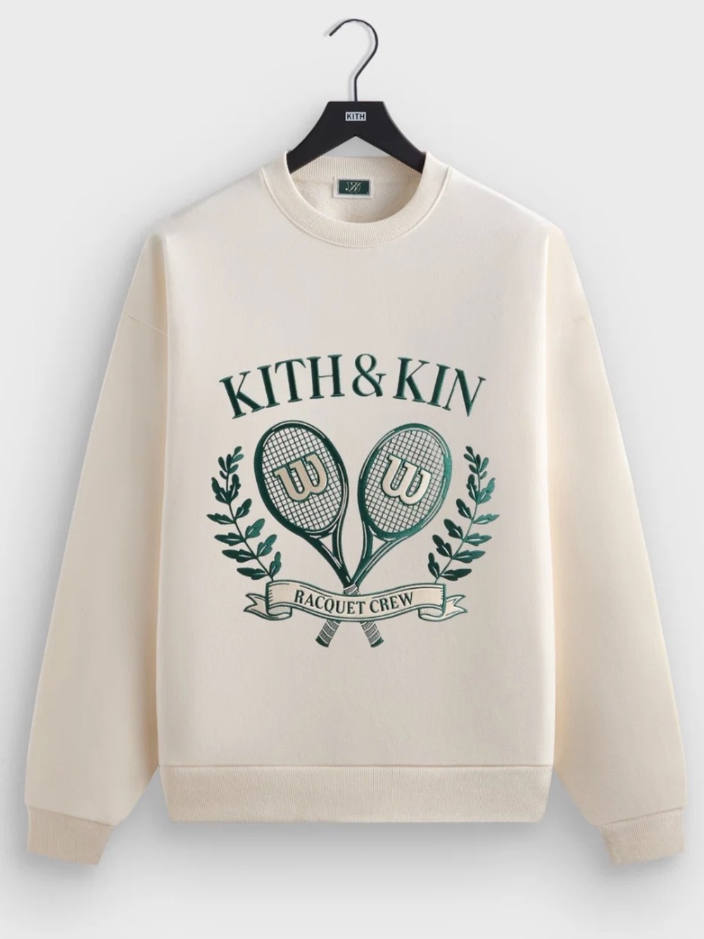 Kith Cream Crewneck Sweater with Green Tennis Graphic